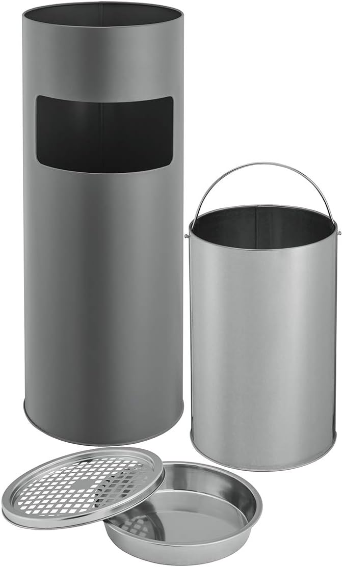 SVITA Standaschenbecher 30 Liter mit Mülleimer Aschenbecher Abfalleimer mit Inneneimer (Grau), Grau