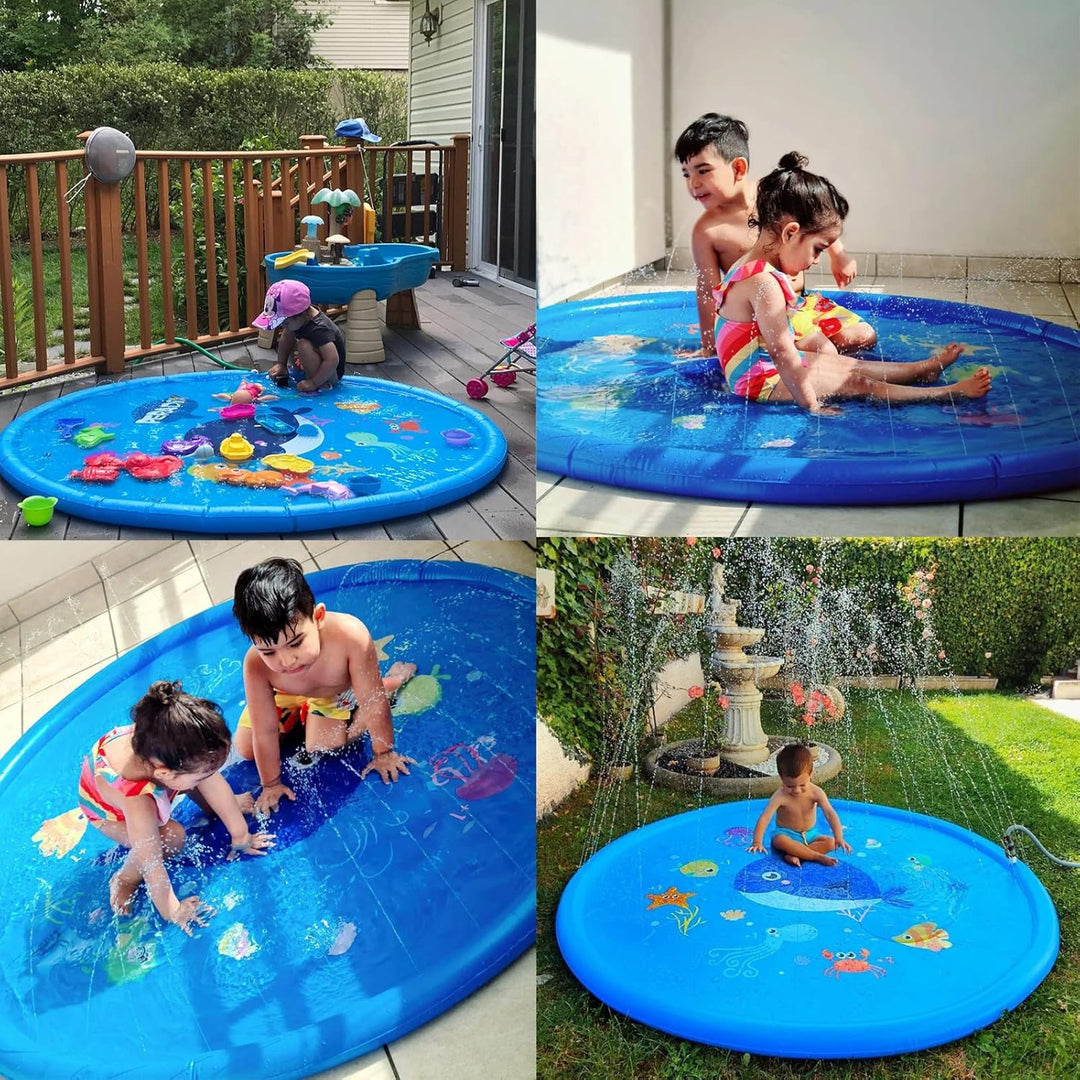 Peradix Splash Pad,170CM Sprinkler Wasser-Spielmatte Anti-Rutsch Splash Play Matte Sommer Outdoor Ga