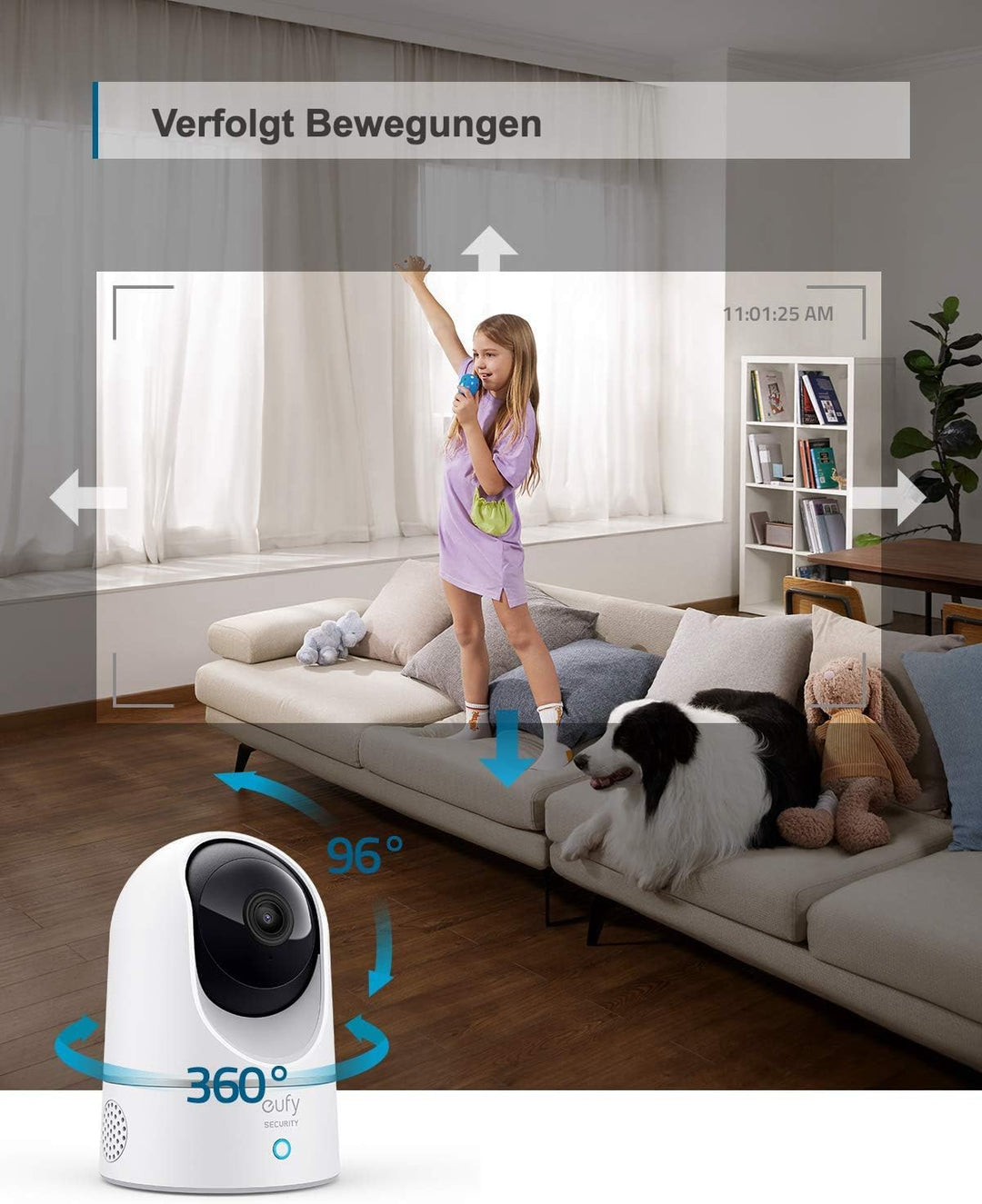 eufy Security Indoor Cam E220, 2er-Pack, 2K Überwachungskamera Innen, WLAN, Schwenkbar, mit Nachtsic