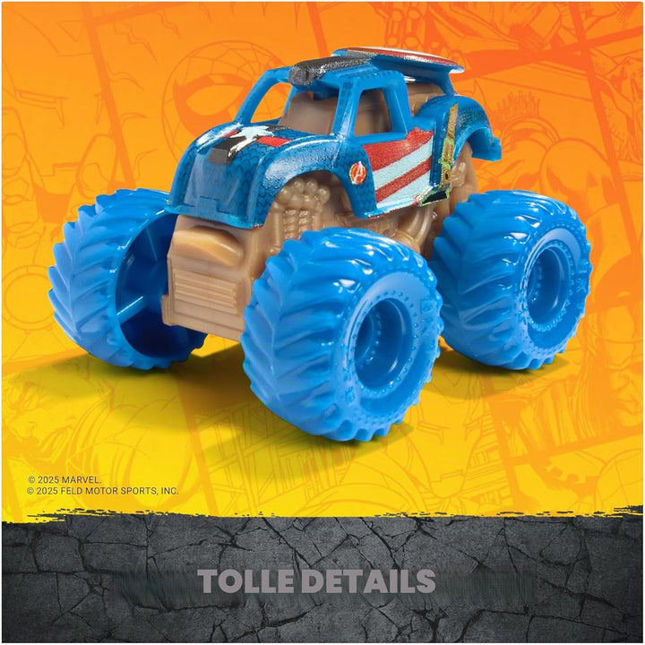 Monster Jam, Marvel Offizieller Mini-5er-Pack mit Mystery-Sammel-Monster-Truck, Massstab 1:87, Überr
