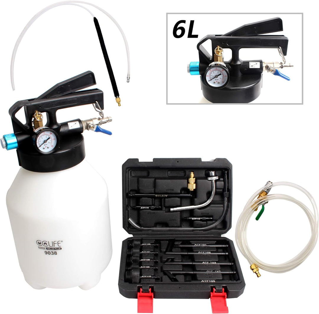 CCLIFE Druckluft Ölwechsel Gerät Öleinfüllgerät Ölabsauger Getriebeöl Einfüllgerät 6L/10L 2 in 1 Bef
