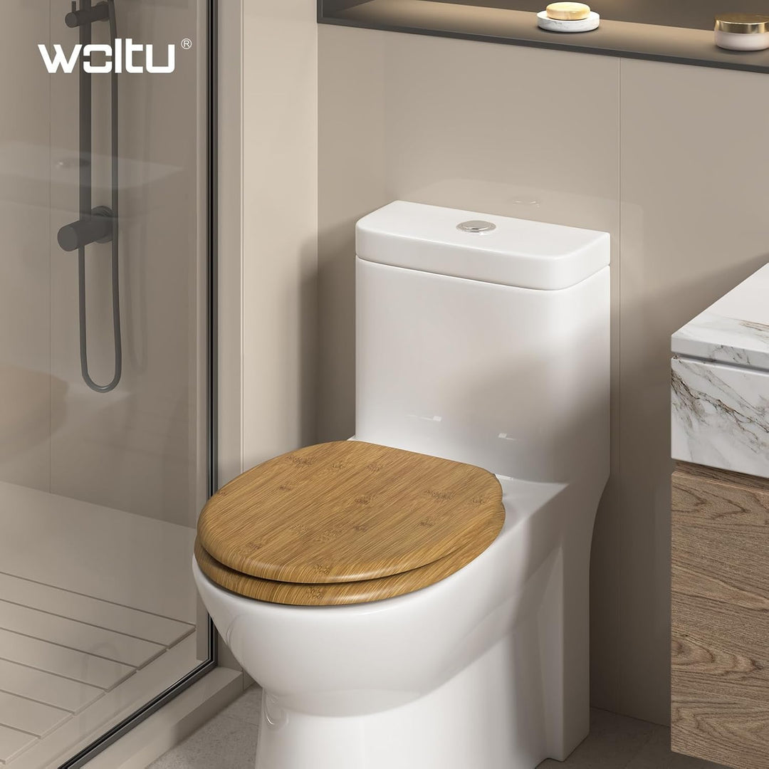 WOLTU #2 Premium WC-Sitz Toilettensitz mit Absenkautomatik, MDF Holzkern, Softclose Scharnier, Antib