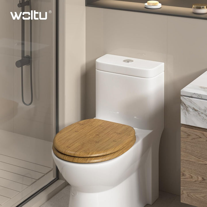 WOLTU #2 Premium WC-Sitz Toilettensitz mit Absenkautomatik, MDF Holzkern, Softclose Scharnier, Antib
