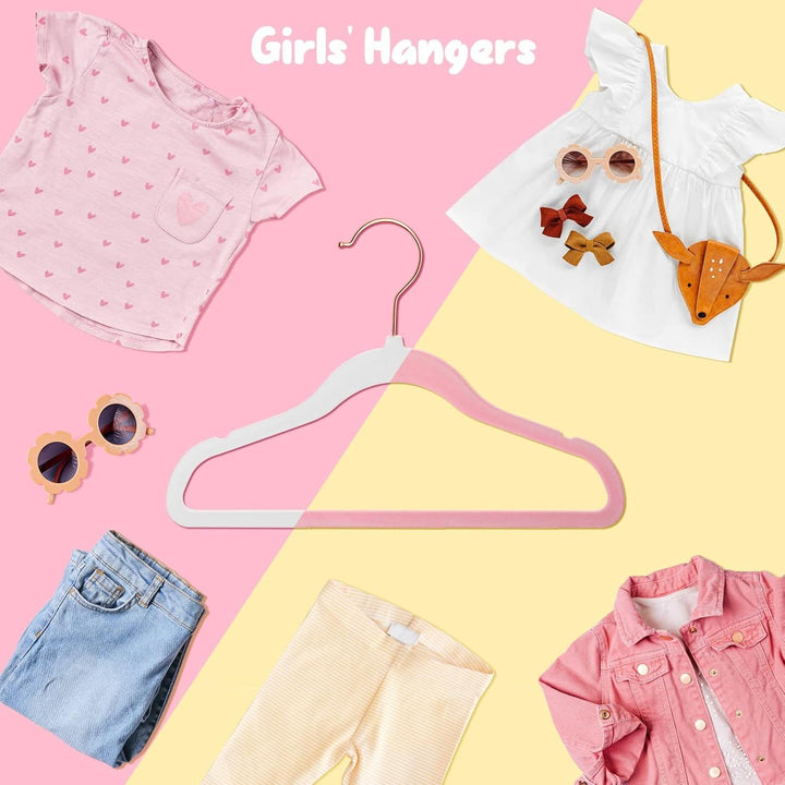 HOUSE DAY Kleiderbügel Kinder 60x Kinderkleiderbügel Samt Kinderbügel Kleiderbügel Samt Weiss Kinder