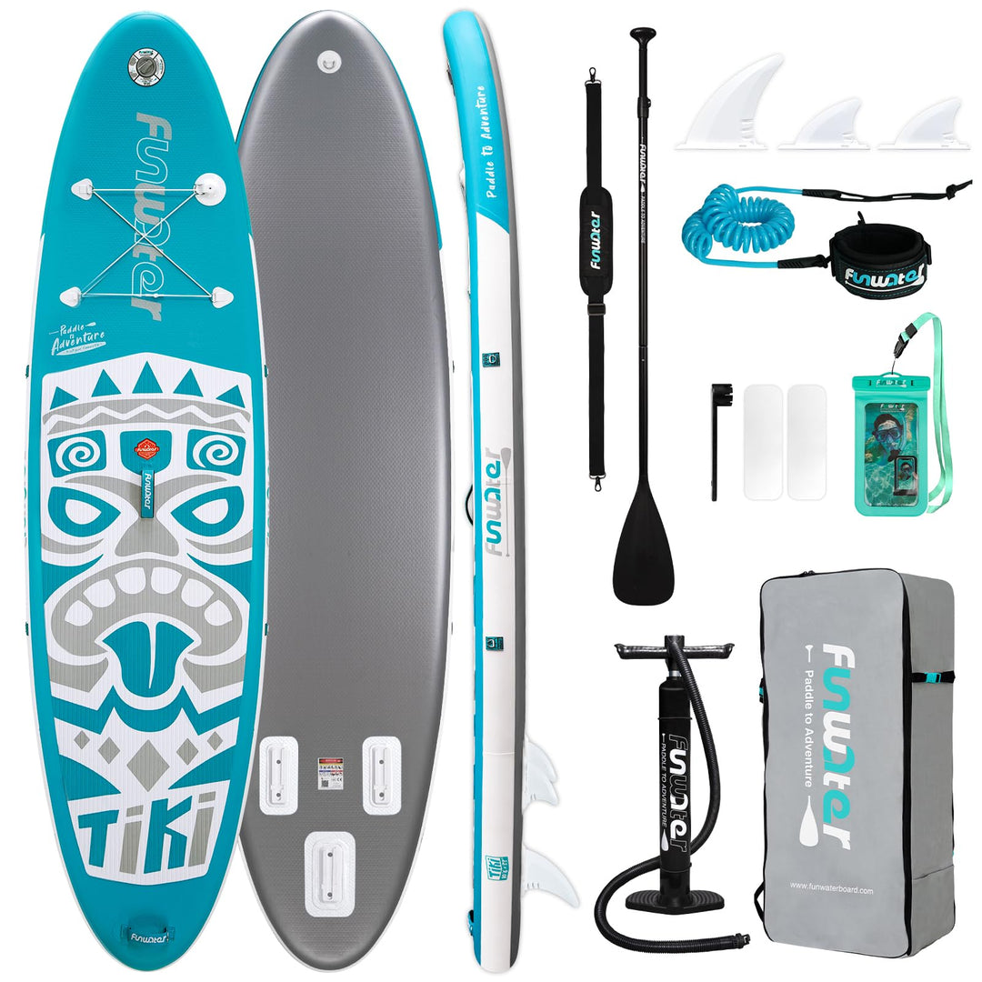 FunWater Aufblasbares Stand Up Paddle Board 10'–11'SUP Set mit Paddel & Pumpe, rutschfestes Eva-Deck