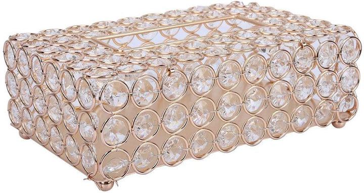 Rechteckigen Kristall Tissue Box Cover Edelstahl Serviettenkoffer für Lagerung und Wohnkultur(Gold),