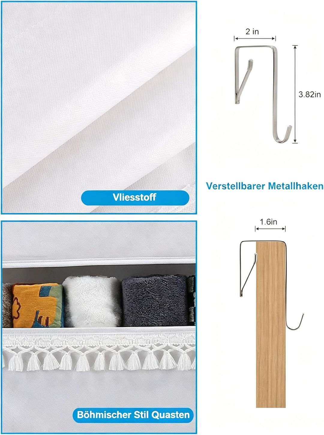 Über der Tür Organizer – Boho-Kinderzimmer-Hänge-Organizer mit Quasten – Aufbewahrung hinter der Tür