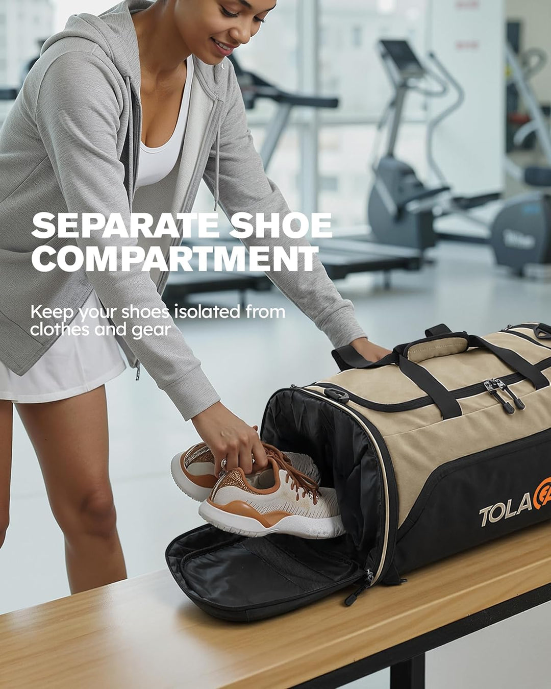 Tolaccea Sporttasche 56–70L für Herren & Damen – Erweiterbare Reisetasche mit Schuhfach & Nassfach,