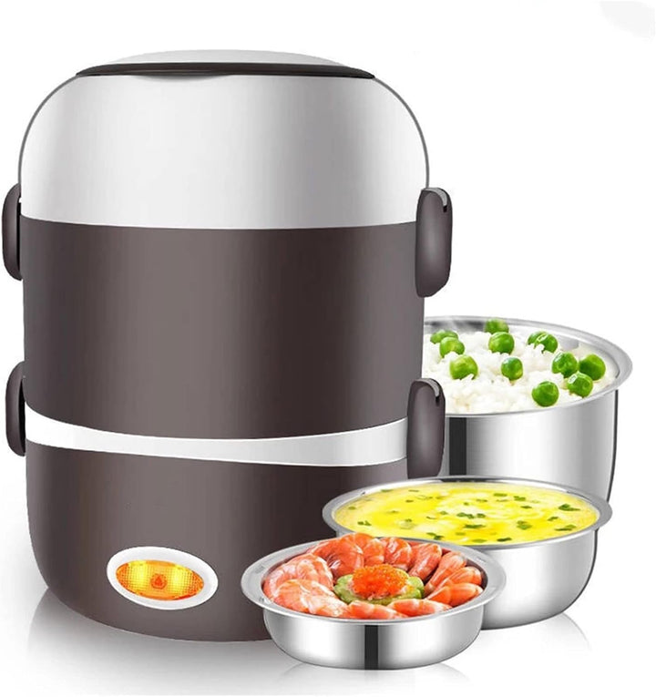 2L Elektrische Lunchbox Heizen 3 Schicht Tragbare Brotdose Dampfgarer Topf Edelstahl Lebensmittel Be