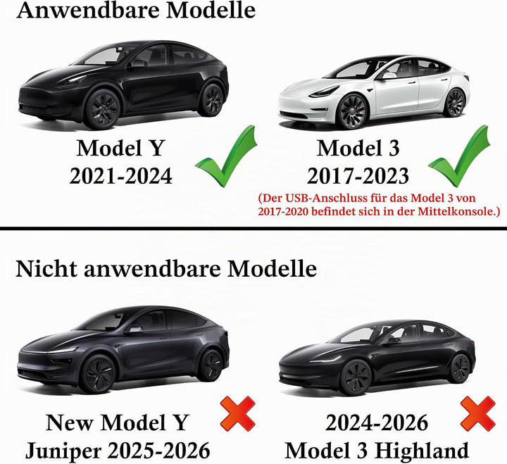 Handschuhfach USB Hub für Tesla Model Y 2021-2024 Model 3 2021-2023, 4-in-1 Multiport Handschuhbox D
