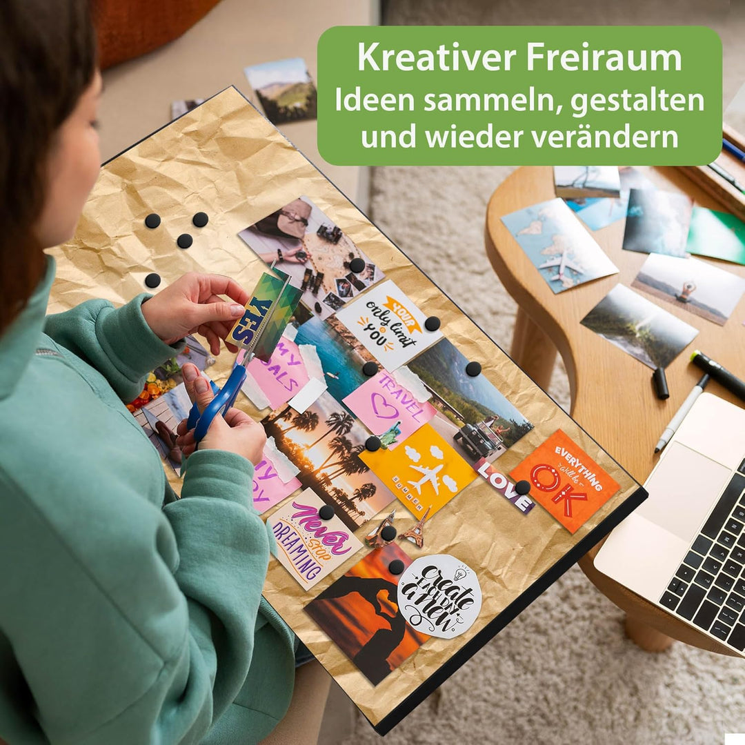 banjado Magnettafel schwarz 78 x 37cm / Magnetwand Metall/Magnetpinnwand als Memoboard/Pinnwand Magn