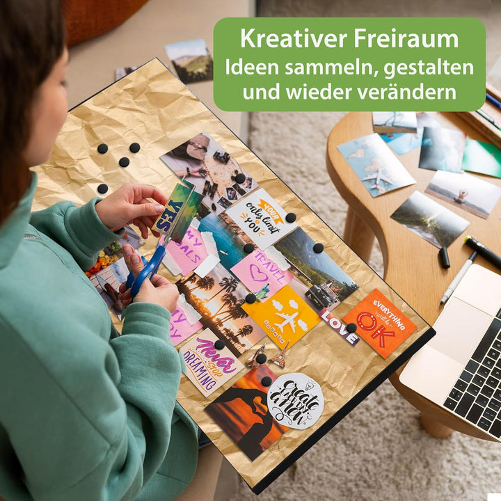 banjado Magnettafel schwarz 78 x 37cm / Magnetwand Metall/Magnetpinnwand als Memoboard/Pinnwand Magn