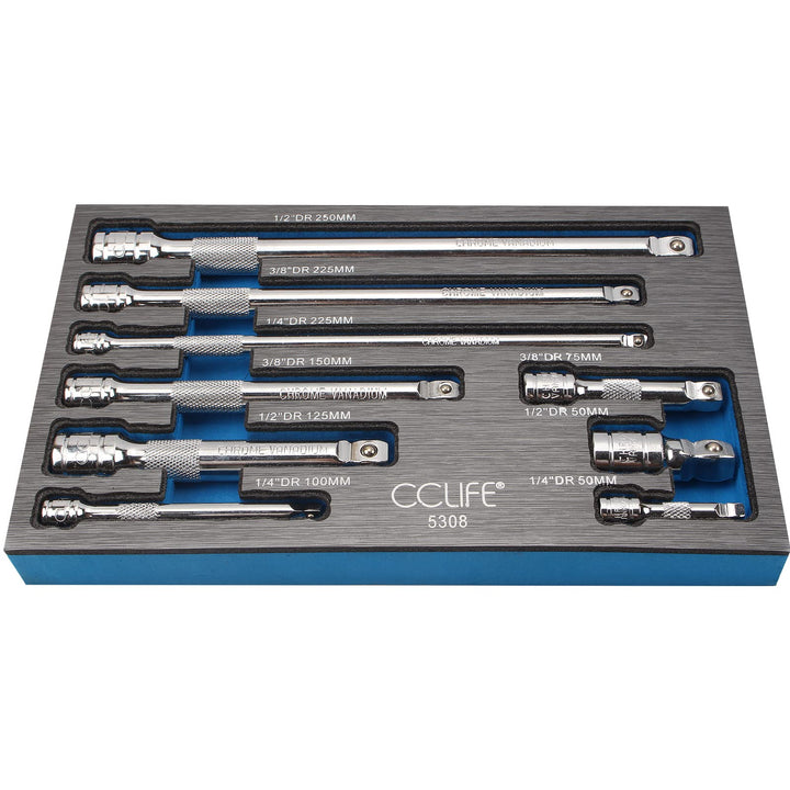 CCLIFE 9tlg Steckschlüssel Kipp Verlängerung 1/4 3/8 1/2 Zoll Ratsche Knarre Kippverlängerung Satz m