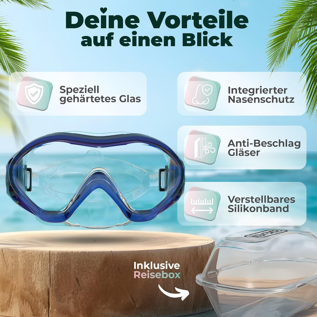 KIDVERSE Taucherbrille Kinder mit Nase - Panorama Tauchmaske Kinder - Geprüfte Schwimmbrille Kinder