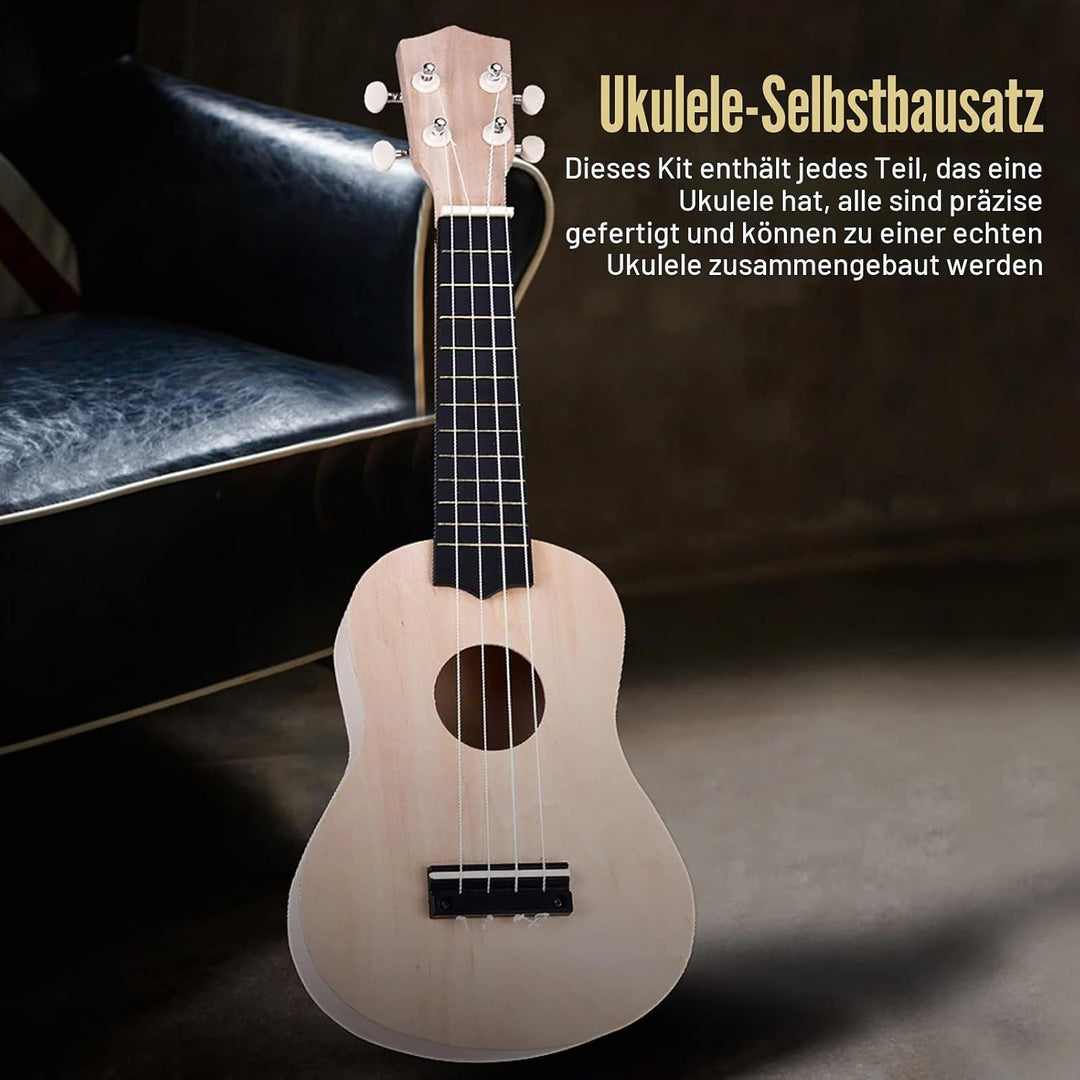 Set Fai da Te Ukulele 21 pollici – Corpo in Legno con Quattro Seil Ukulele Kit Fai da Te Ukulele – R