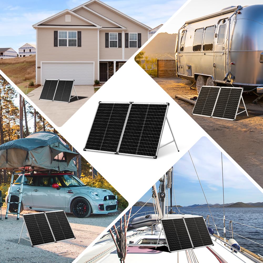 DOKIO Faltbares mobiles Solar-Panel 100 Watt mit monokristallinen Zellen, Integrierter 12-Volt-Lader
