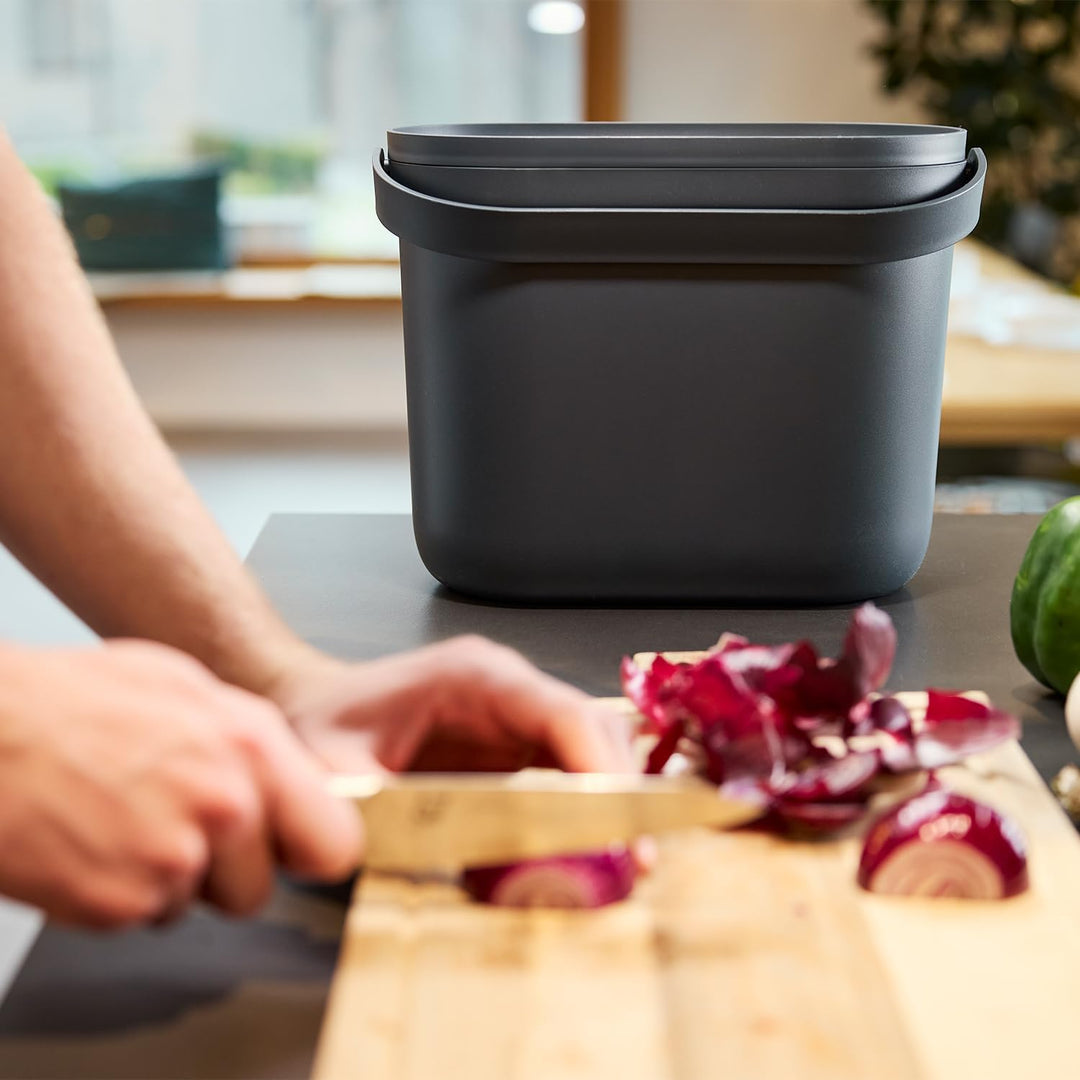 GARANTIA NOVA Biomülleimer 8 Liter Graphite Grey - für klare Küchenordnung auf der Arbeitsplatte - m