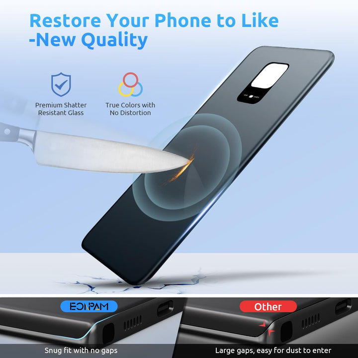 Eonpam Akkudeckel für Xiaomi Redmi Note 9 Pro Rückseite Glas Original Backcover Back Glas Ersatz mit