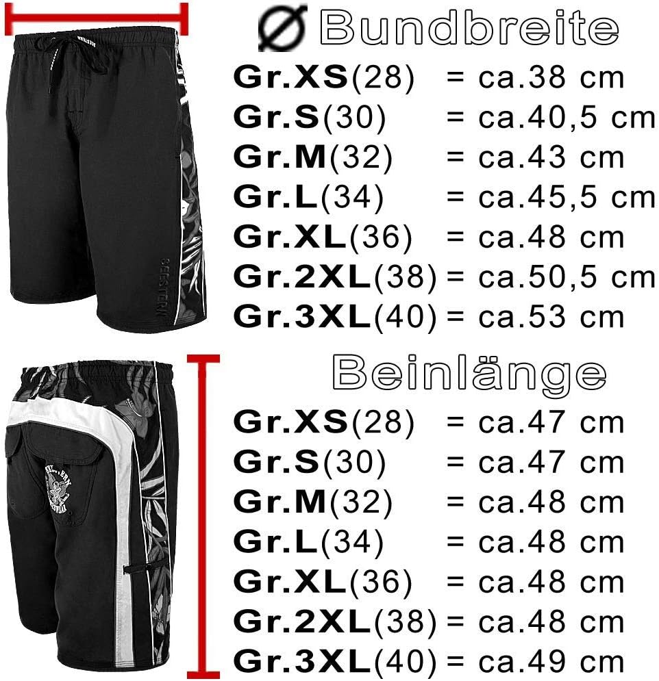 SEESTERN Herren Microstrech Boardshorts m.Gummizug hinten Surfshorts Boardshort Badehorts XS-3XL /23