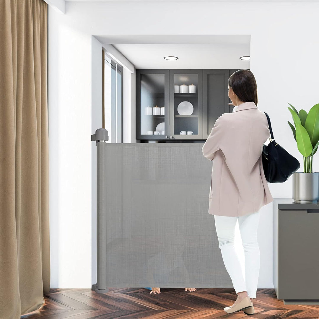 Aufun Treppenschutzgitter Türschutzgitter ausziehbar, Treppenhäusergitter, Absperrgitter mit Kinders