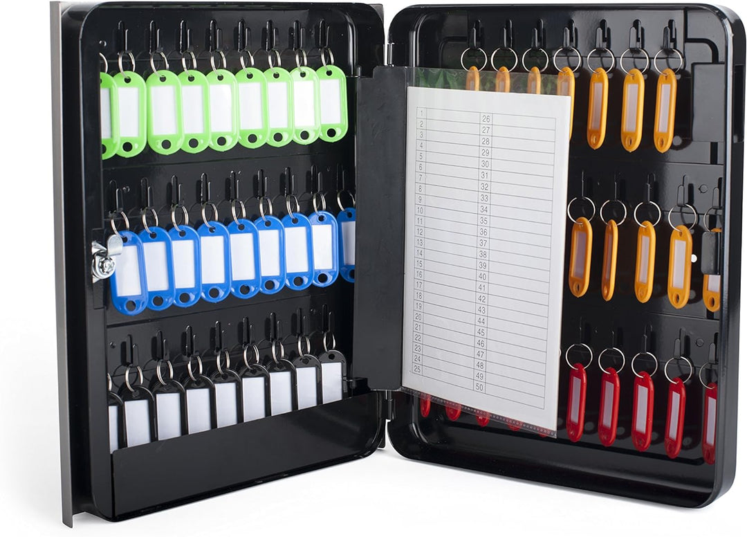 Pavo Premium Design Edelstahlfronttür, 54 Haken mit seitlichem Schlüsseleinwurf, Metall/Schwarz Schl