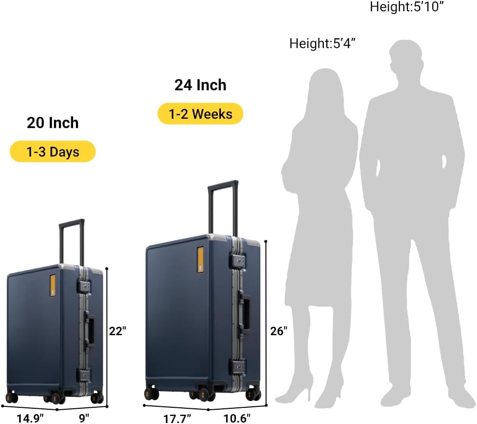 LEVEL8 Koffer Trolley mit Aluminium Rahmen,Hartschalenkoffer mit 4 Spinner Rollen,Doppelte TSA Schlo