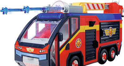 Simba 109252595 Feuerwehrmann Jupiter, Feuerwehrauto, Sam und Radar Figur, Leuchteffekte, Sirene, Dr