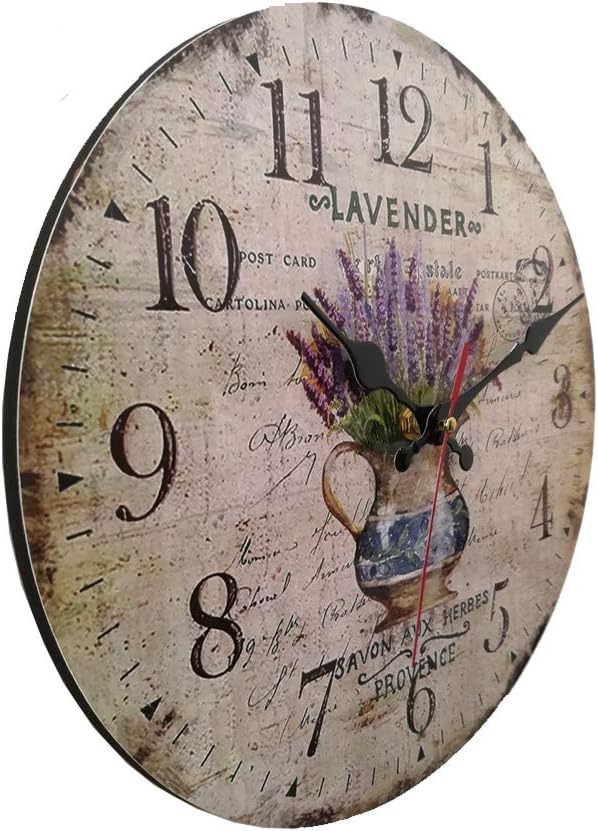 Wanduhr küchenuhr Vintage Shabby CHIC Antik Nostalgie Rustikale Quarzuhr aus MDF mit lautlosem Uhrwe