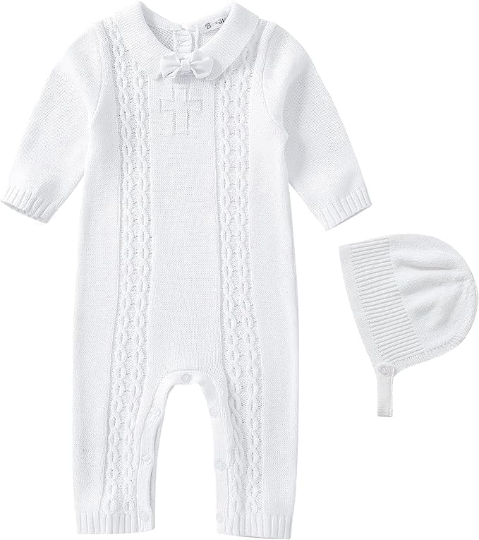 Booulfi Taufe Outfits für Jungen Baby Taufe Outfit Neugeborenes Srping Sommer gestrickt Pullover Str