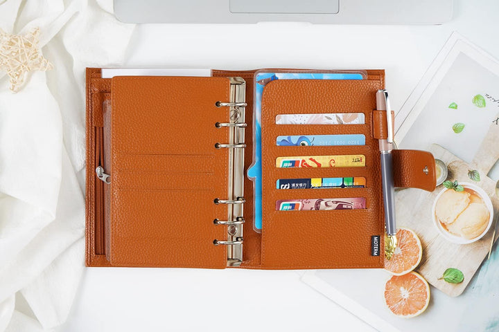 Moterm Personal Regular Ringe Planer - Echtes Leder Binder Organizer (25mm Ring, Kiesel-Gebranntes o