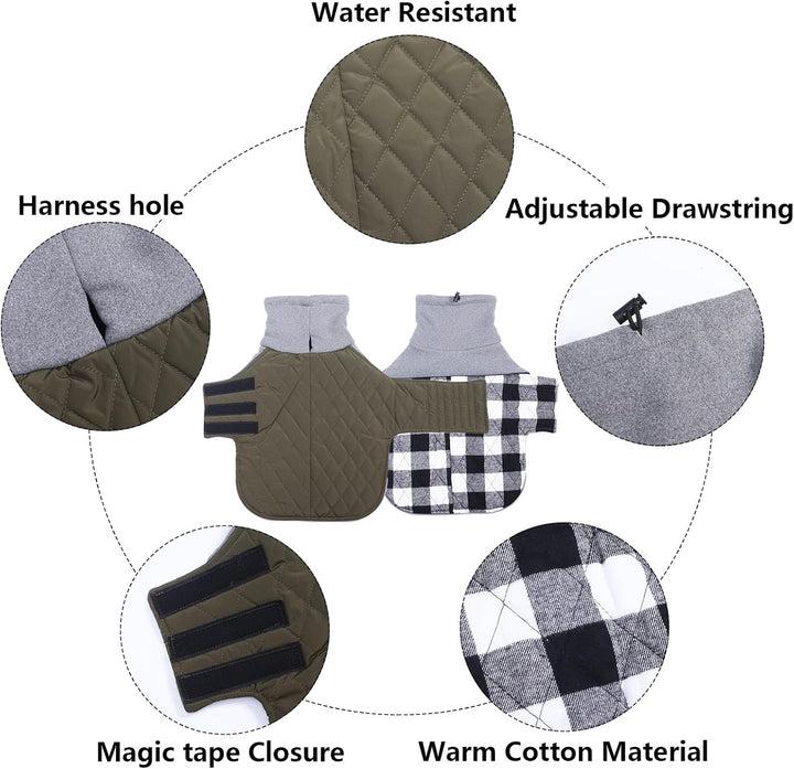 Geyecete Hundemantel Dackel, Dackel Wintermantel, Warmer Quilten Dackelmantel mit Geschirr Loch,Wind