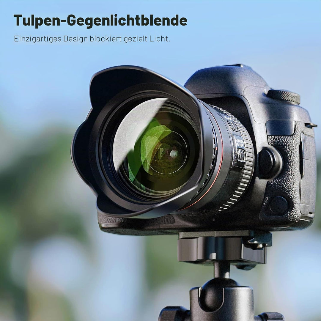 NEEWER Objektiv Filter Set 58mm UV CPL und ND Filters(ND2, ND4, ND8) FLD Filter, Tulpenförmiger Blen