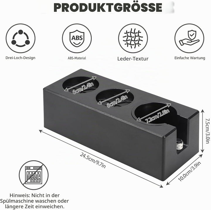 Tamperstation 51–58 mm Schwarz, Höhenverstellbare Espresso Tamping Station aus ABS, Siebträger Zubeh