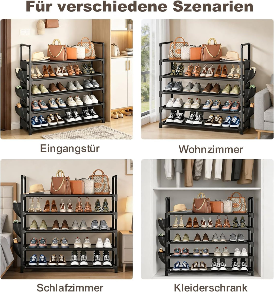 OYREL Schuhregal 5 Ebenen Schuhständer Schuhorganizer für 20-25 Paar Schuhe Platzsparend & Stabil Sc