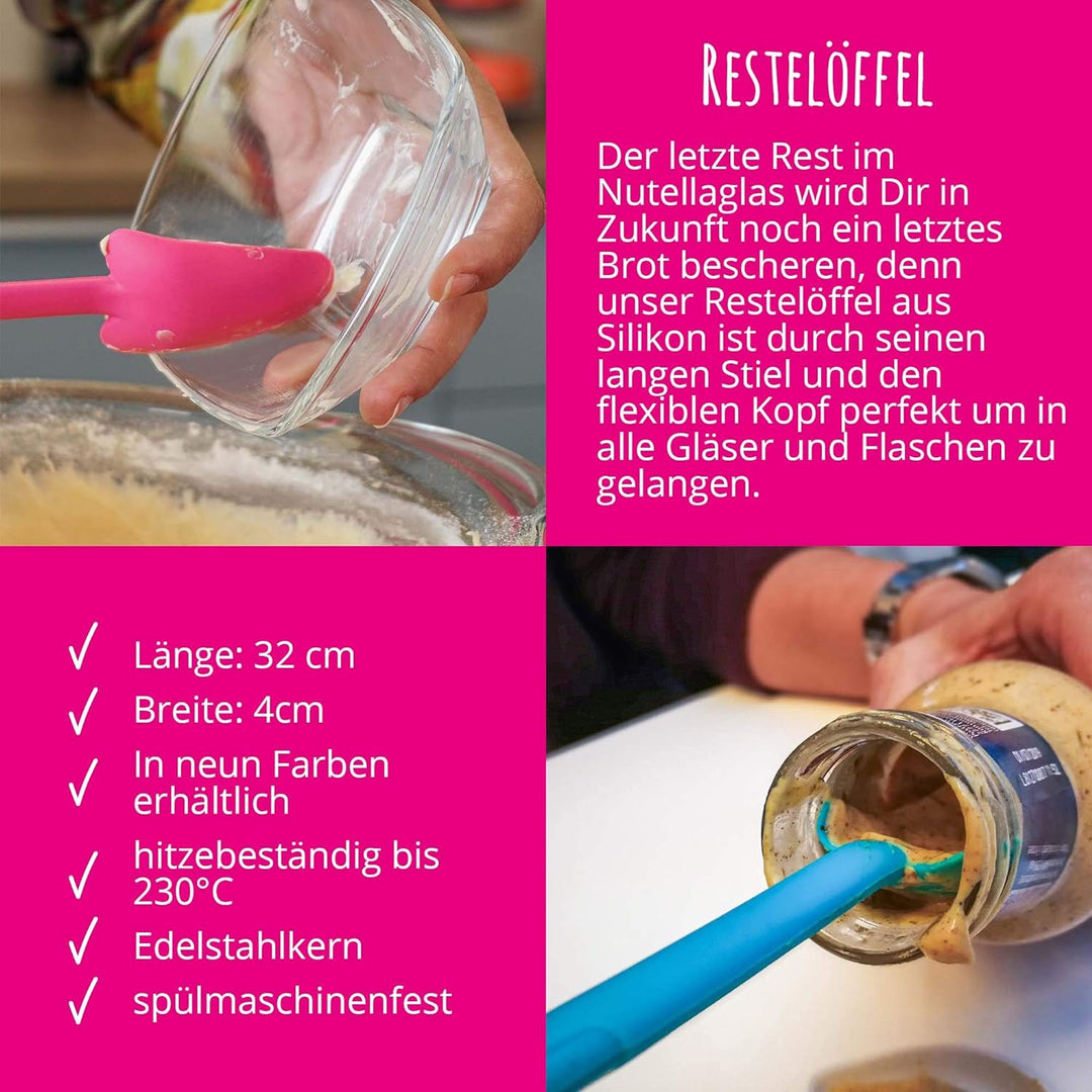 Kochblume Schaber-Set - Restelöffel L &amp; Design Teigschaber L &amp; Design Teigschaber M 3er Set | Premiu