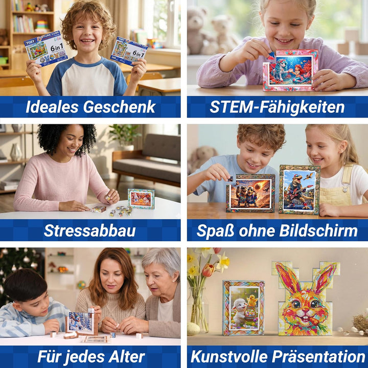 TOSY Picture Cube Playful Santa: 6-in-1 magnetisches Bilderpuzzle, 80 Blöcke, 480 Puzzleflächen, 0.6
