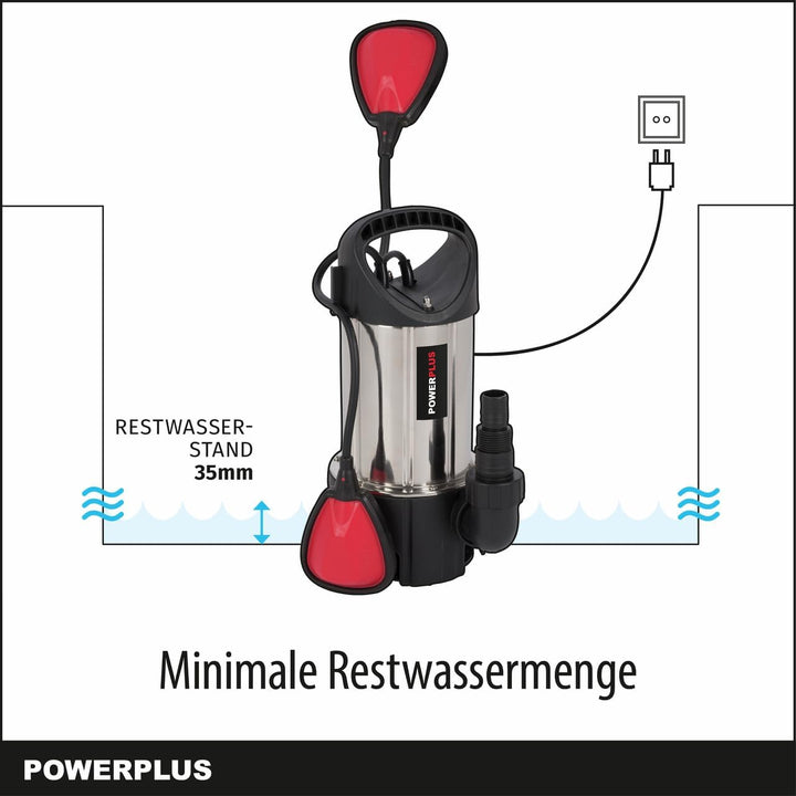 Powerplus Elektrische Wasserpumpe POWEW67912-400 W Tauchmotorpumpe, Maximaltemperatur 35°C und Förde