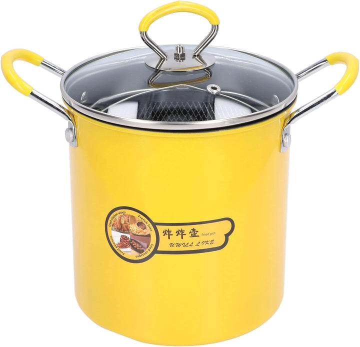 Ejoyous 3L Mini Fritteusentopf, Mini Frittiertopf mit Korb Klein Pommes Kochtopf Edelstahl Pommes Fr