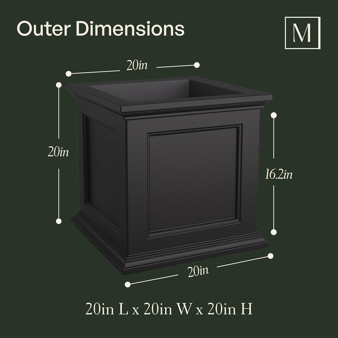 Mayne Fairfield quadratischer Übertopf für Blumen, selbstbewässernd, witterungsbeständig, langlebige