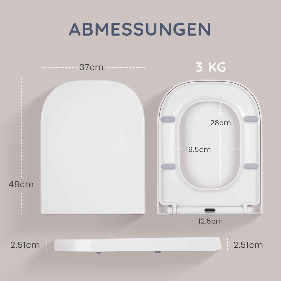 CUQOO Toilettensitz mit Absenkautomatik, quadratisch, hochwertiger robuster Toilettensitz mit Schnel