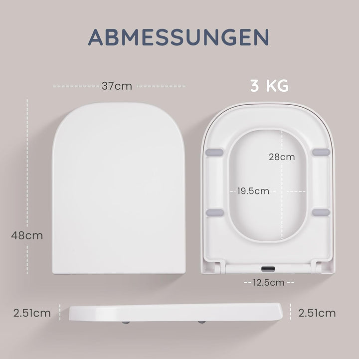 CUQOO Toilettensitz mit Absenkautomatik, quadratisch, hochwertiger robuster Toilettensitz mit Schnel