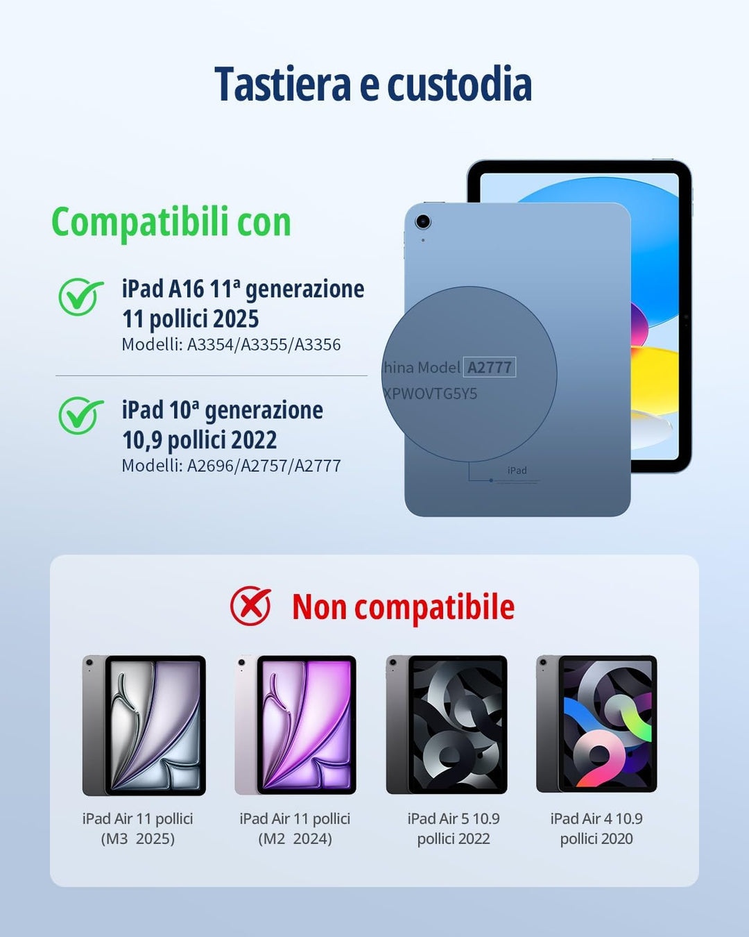 CACOE Hülle Tastatur Kompatibel mit iPad 10 10.9 Zoll 2022 A2757/A2777 mit Touchpad, 7-Farbige Beleu