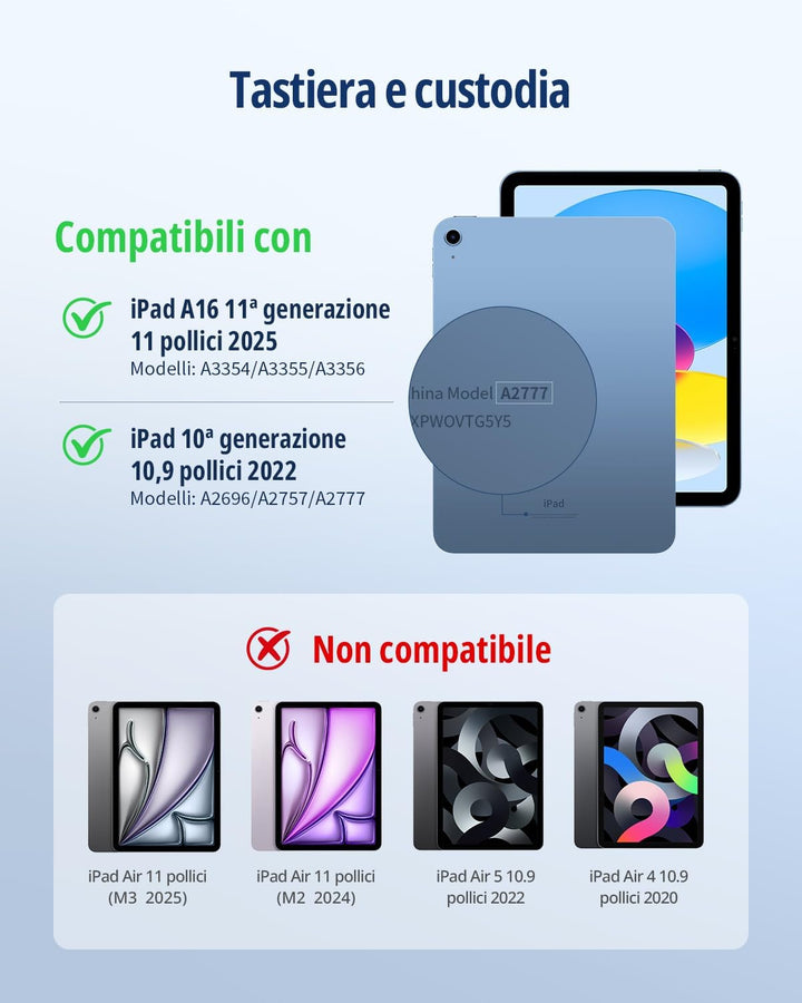 CACOE Hülle Tastatur Kompatibel mit iPad 10 10.9 Zoll 2022 A2757/A2777 mit Touchpad, 7-Farbige Beleu