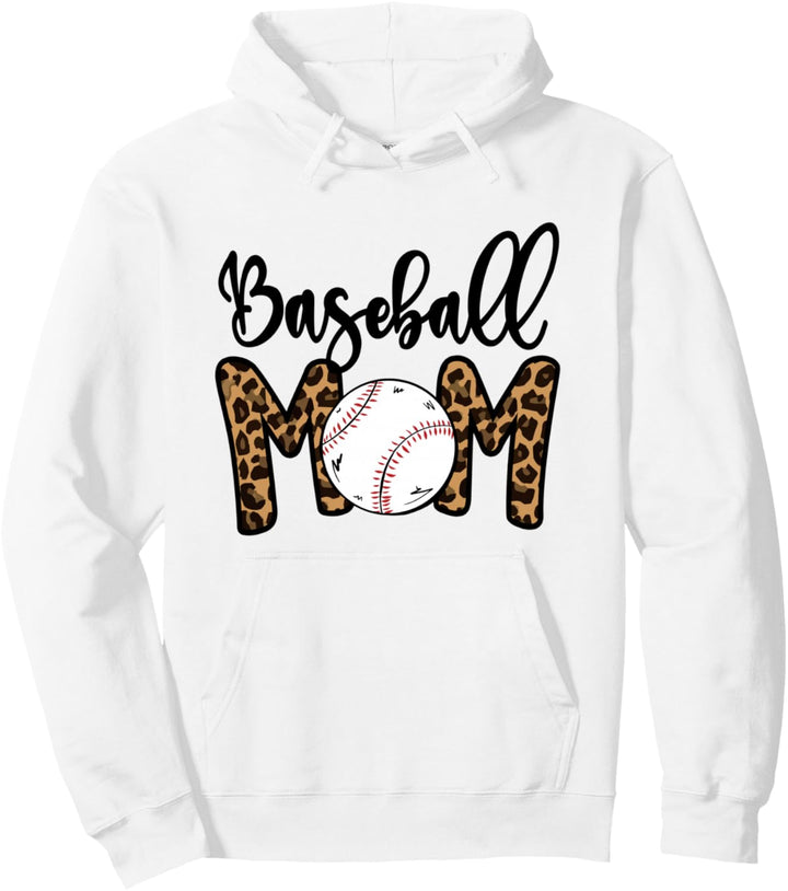 Funny Baseball Mom Leopard Print Softball Mom Mother's Day Pullover Hoodie