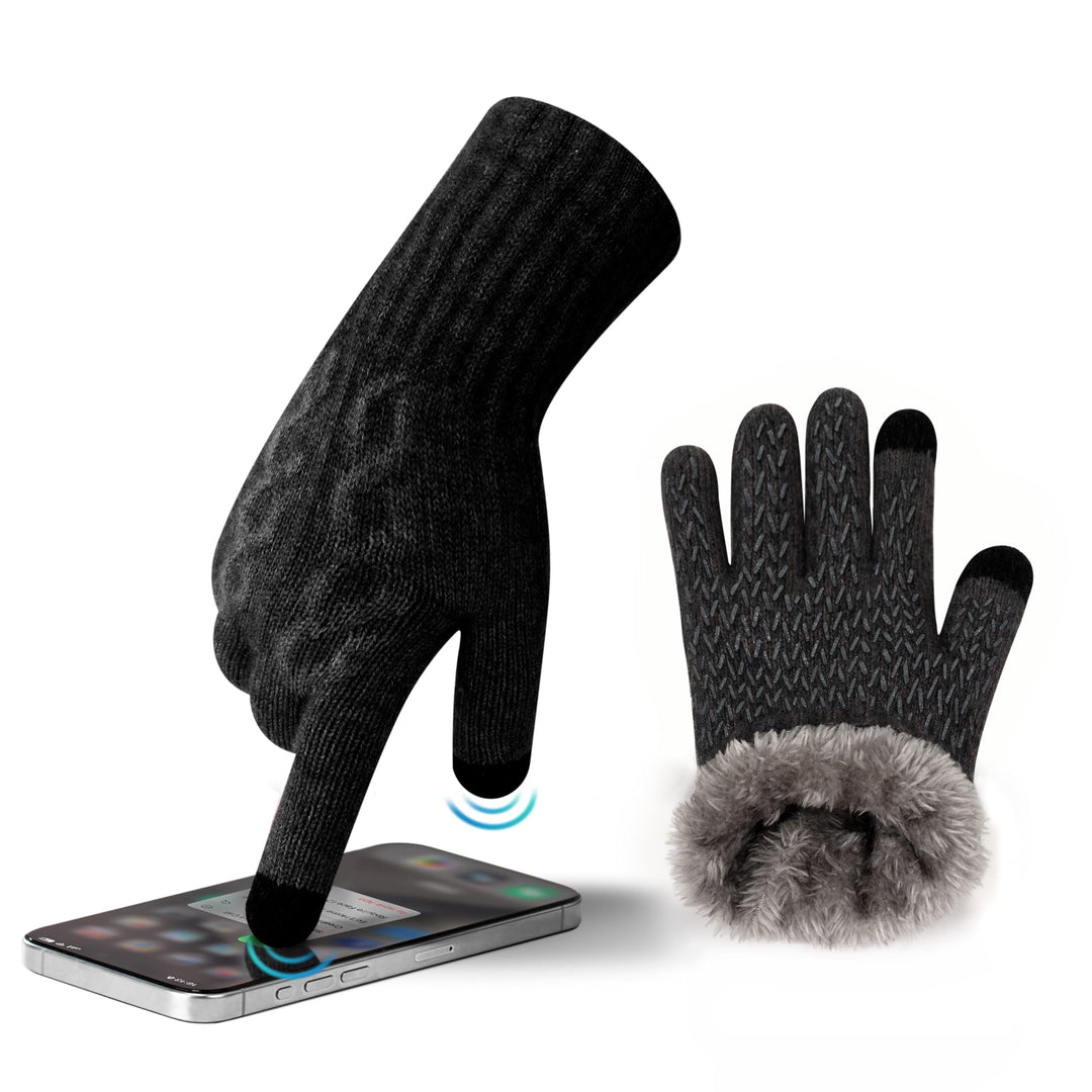 Alpaka Handschuhe Damen Fleece Doppelfutter &amp; Touchscreen - Thermo Winterhandschuhe mit Anti-Rutsch