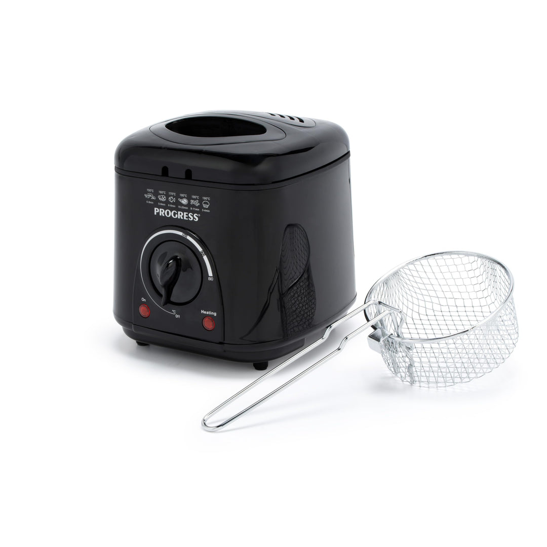 Progress EK2969PBLKVDE Kompakte 1L Mini-Fritteuse - Herausnehmbarer antihaftbeschichteter Frittierko