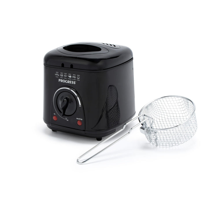 Progress EK2969PBLKVDE Kompakte 1L Mini-Fritteuse - Herausnehmbarer antihaftbeschichteter Frittierko