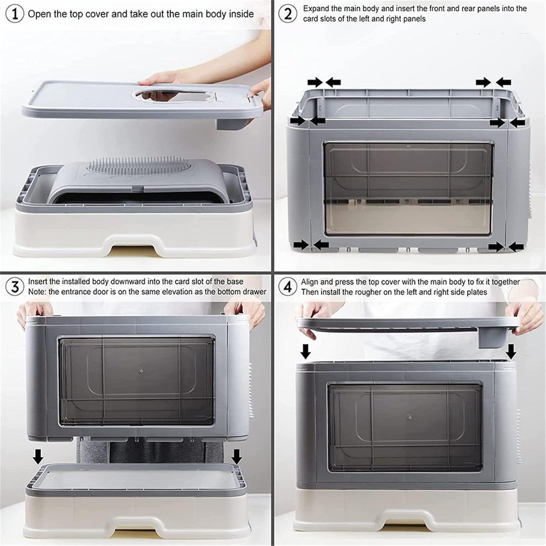 Homewell Katzentoilette mit Deckel und Schaufel, Katzenklo Schrank Schublade Design, Multifunktional