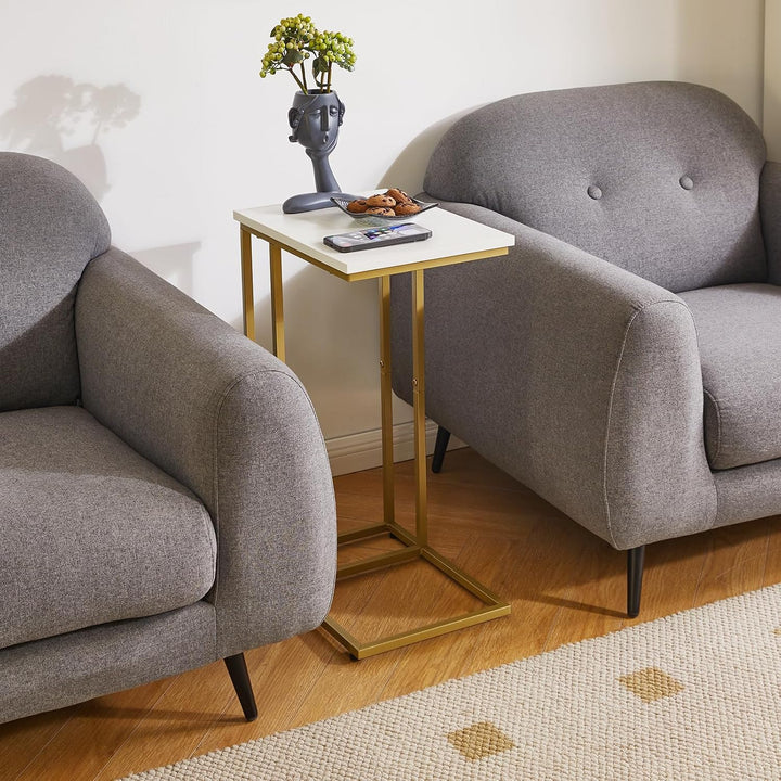 Aibiju 2er-Set Kleiner Beistelltisch für Laptop, Beistelltisch für Sofa, Couchtisch mit Metallrahmen