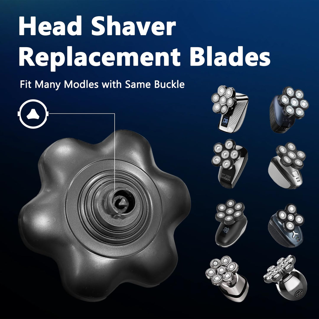 7 Head Ersatz Rasierkopf für Glatzen Rasierer Herren, 7D Kopfrasierer Schwimmender Rasierkopf Magnet
